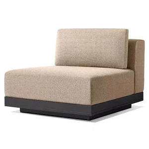 Modern aluminum outdoor modular sofa showing weatherproof material texture and contemporary design details