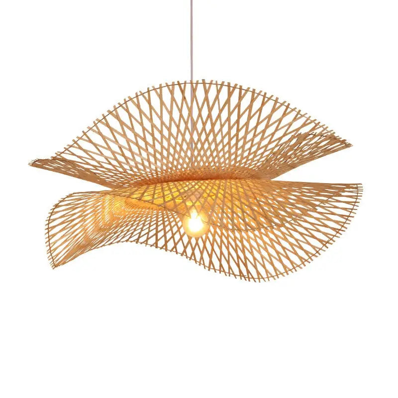 Hand-Knitted Bamboo Rattan Pendant Lamp Beige - view 2
