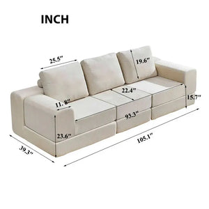Corduroy Compressed Sectional Sofa Modern Minimalist - view 13