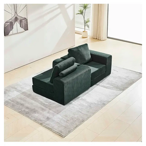 Corduroy Compressed Sectional Sofa Modern Minimalist - view 7