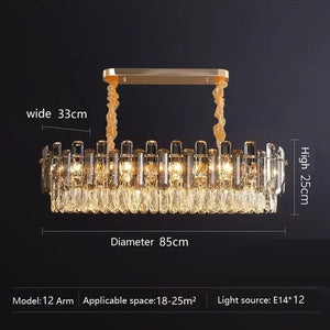 Modern Crystal Luxury Chandelier Golden Lamp - Rectangle 85cm / Warm white - Chandelier