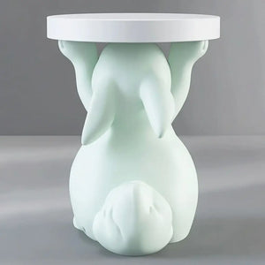 Modern Floor Standing Rabbit Sculpture Tray Table - Green - Multifunctional coffee table