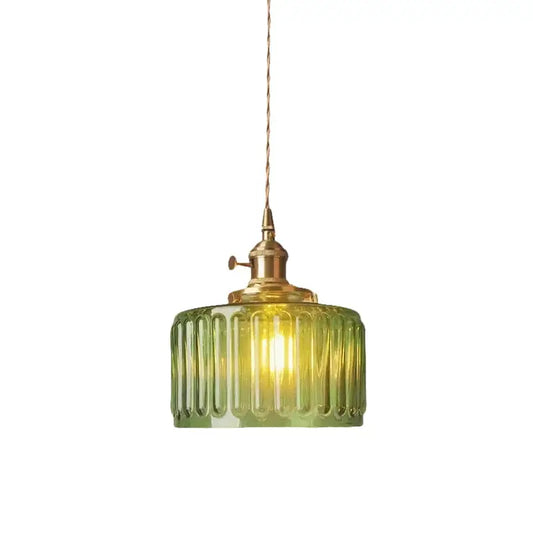 Modern Glass LED Pendant Switch Hanging Lamp - Green - 17.5 x 19 x 150 cm / Not Inlcude Bulb - Ceiling Lamp