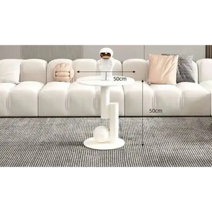 Oval Coffee Table Modern Irregular Base Cream - view 15