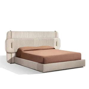 Italian Leather Platform Bed with Oversized Backrest - view 2