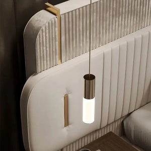 Italian Leather Platform Bed with Oversized Backrest - view 4