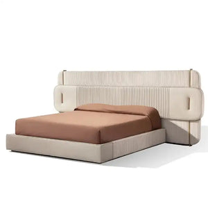 Italian Leather Platform Bed with Oversized Backrest - view 3