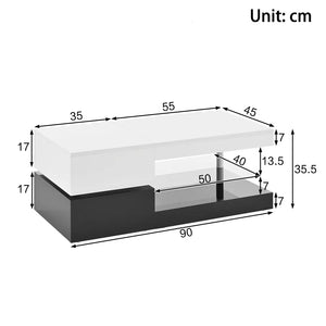 Modern LED Bluetooth Control Glass Shelf Coffee Table - Multifunctional coffee table