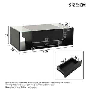 Modern LED Minimalist Drawer Glass Shelf Coffee Table - Multifunctional coffee table