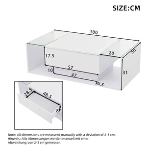 Modern LED Minimalist Drawer Glass Shelf Coffee Table - Multifunctional coffee table