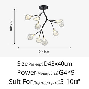 Modern LED Nordic Firefly Lamp - Black B 9 Heads / Warm White no remote - Ceiling Light