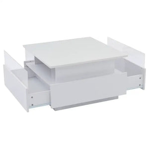Modern LED 2 Drawers Transparent Coffee Table - White - Multifunctional coffee table