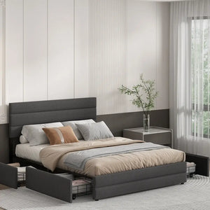 Modern Linen Storage Bed Frame Queen King - view 5