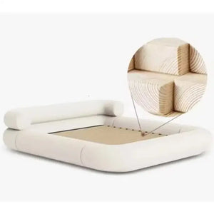 Modern Low Back Headboard Wind Wood Frame Bed - Green / 250 x 200 x 58 cm - Bedroom