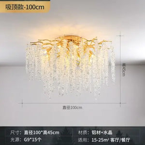 Modern Luxury Crystal Tassel Chandeliers - Round 100cm / 110V / Warm Light 3000k - Lamps