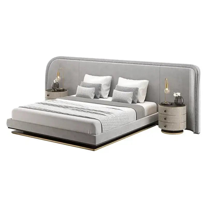 Modern Luxury Wood Crown Headboard Bed Frames - Bedroom