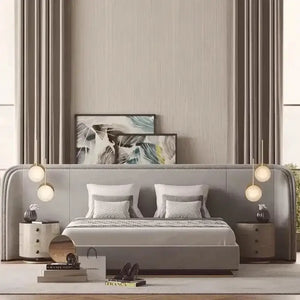 Modern Luxury Wood Crown Headboard Bed Frames - Bedroom