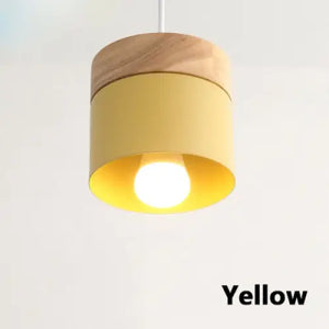 Modern Macaron Iron Wood Pendant Lamp - Yellow / Without bulb - Pendant Lamp