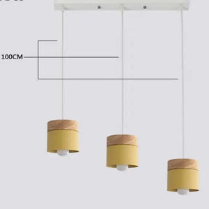 Modern Macaron Iron Wood Pendant Lamp - Rectangle Yellow / Without bulb - Pendant Lamp