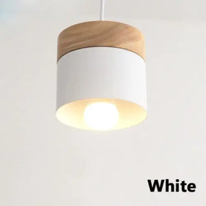 Modern Macaron Iron Wood Pendant Lamp - White / Without bulb - Pendant Lamp