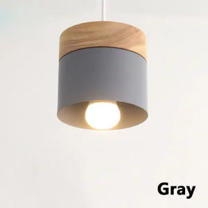 Modern Macaron Iron Wood Pendant Lamp - Gray / Without bulb - Pendant Lamp