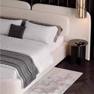 Pine Wood Queen Bed Frame with Upholstered Headboard - view 5