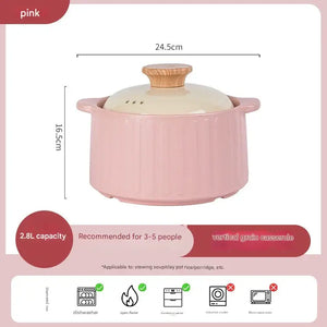 Modern Non Stick Ceramic Casserole Stew Pot - Pink - 2.8L casserole - Cookware set