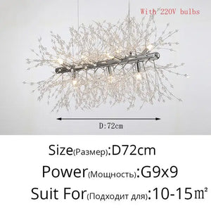 Modern Nordic Firefly Chandelier Lamp - Silver 9 heads / Cool white no remote - Lamps