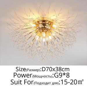Modern Nordic Firefly Chandelier Lamp - Gold 8 heads / Cool white no remote - Lamps