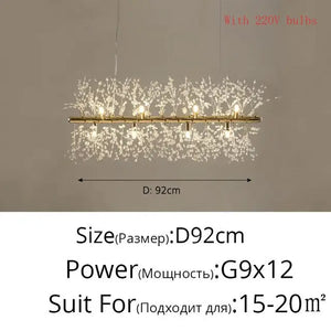 Modern Nordic Firefly Chandelier Lamp - Gold 12 heads / Cool white no remote - Lamps
