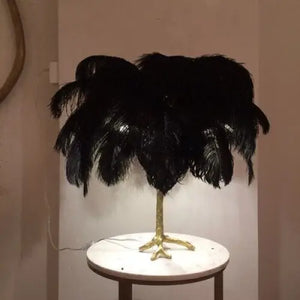 Modern Ostrich Table Lamp - Table Black / All Copper Body - Desk Lamp