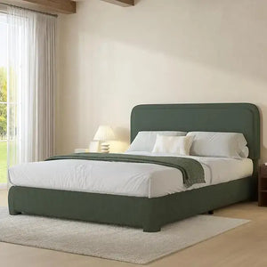 Queen Platform Bed with Rounded Headboard Bouclé - view 8