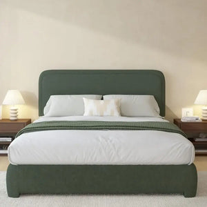 Queen Platform Bed with Rounded Headboard Bouclé - view 3