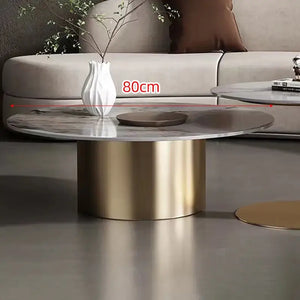 Round Stone Coffee Table with Titanium Metal Base - view 11