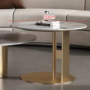 Round Stone Coffee Table with Titanium Metal Base - view 15