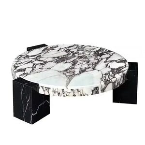Round Marble Coffee Table with Calacatta Viola Top - view 4
