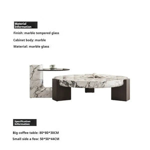Round Marble Coffee Table with Calacatta Viola Top - view 8