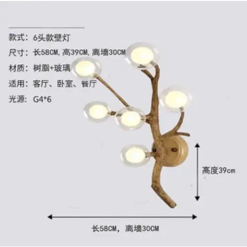 Modern Tree Branch Glass Bubble Lamp - 6 Heads Wall lamp / Warm white 3000k - Lamps