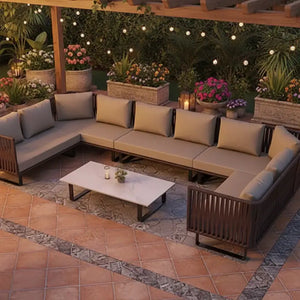 U-Shape Outdoor Sofa Set Modern Rattan Garden Furniture - view 9
