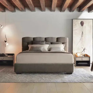 Modern Upholstered Double Bed Frame with High Backrest - view 3