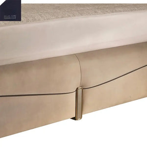 Modern Upholstered Headboard Soft Leather Bed Frame - Beige - Bedroom