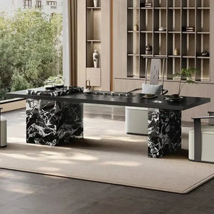 Natural Rock Slab Dining Table 180-220cm Minimalist Design - view 4