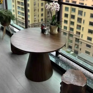 Round Pine Coffee Table Modern Minimalist Design - view 2