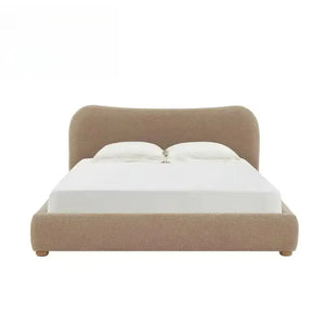 Modern Wood Velvet Upholstered King Bed Frame - Beige / 150 x 200 cm - Bedroom