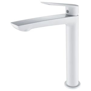 Matte White Tall Basin Mixer Single Lever Faucet, main product view