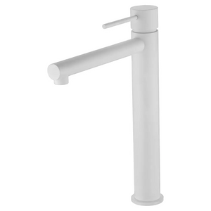 Matte White Tall Bathroom Faucet Single Lever Mixer, main product view