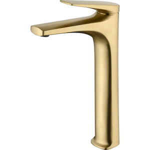 Delos Brushed Gold Tall Basin Mixer Faucet, main product view
