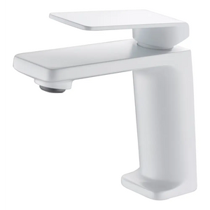 Fiji Matte White Single Lever Bathroom Faucet, main product view