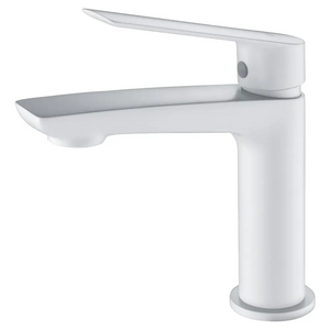 Matte White Single Lever Basin Mixer Faucet, main product view
