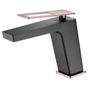 Black Rose Gold Basin Mixer Single Lever Faucet, main product view